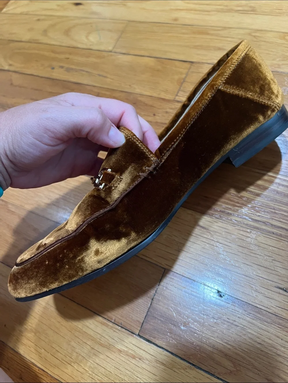 Sam Edelman Bronze Velvet Loafers
